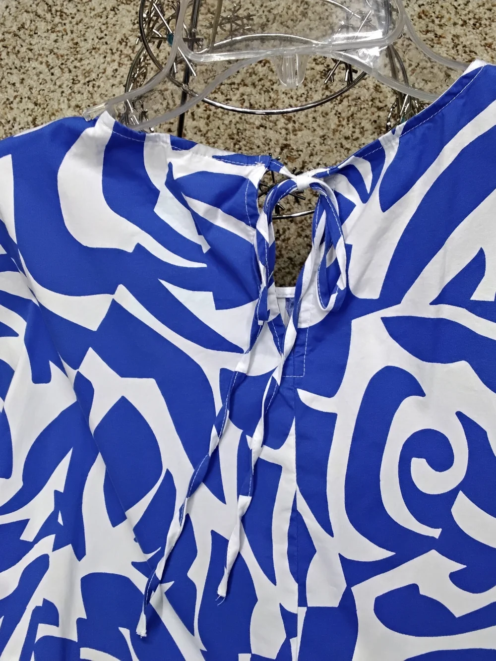 3979 Size XLMSK Blue and White Abstract Pullover Dress - Picture 4 of 5